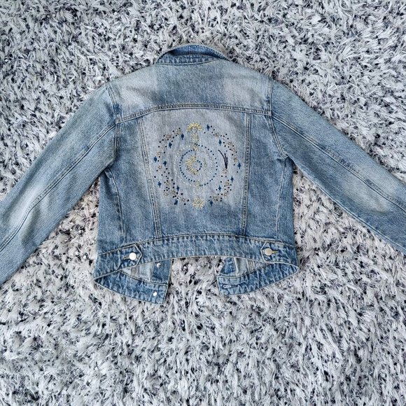Vintage Handmade Embroidered Denim Jacket "Starry Sky" - Picture 6 of 10